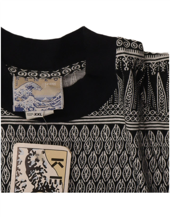 Kenzo Herre abstrakt mønster T-shirt Top 2XL Grå Geometrisk Bomuld Designer