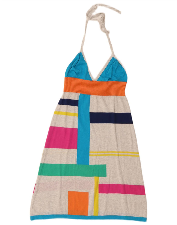 Benetton Dame Halter Dress UK 2 2XS Flerfarvet Colourblock