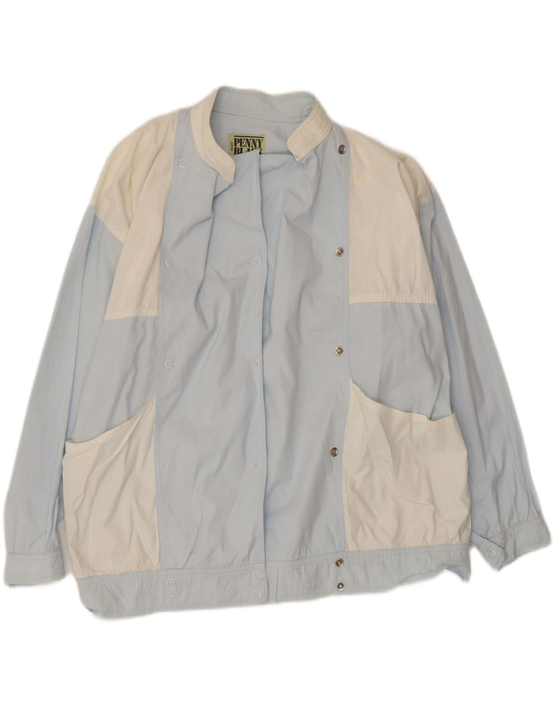 PENNY BLACK Kvinder Utility Jacket UK 14 Large Blue Colourblock Bomuld