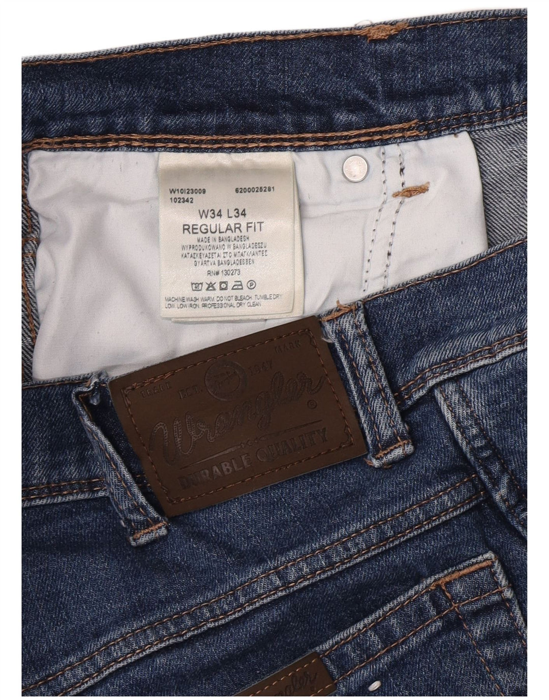 Wrangler Herre Regular Fit Straight Jeans W34 L34 Blå Bomuld