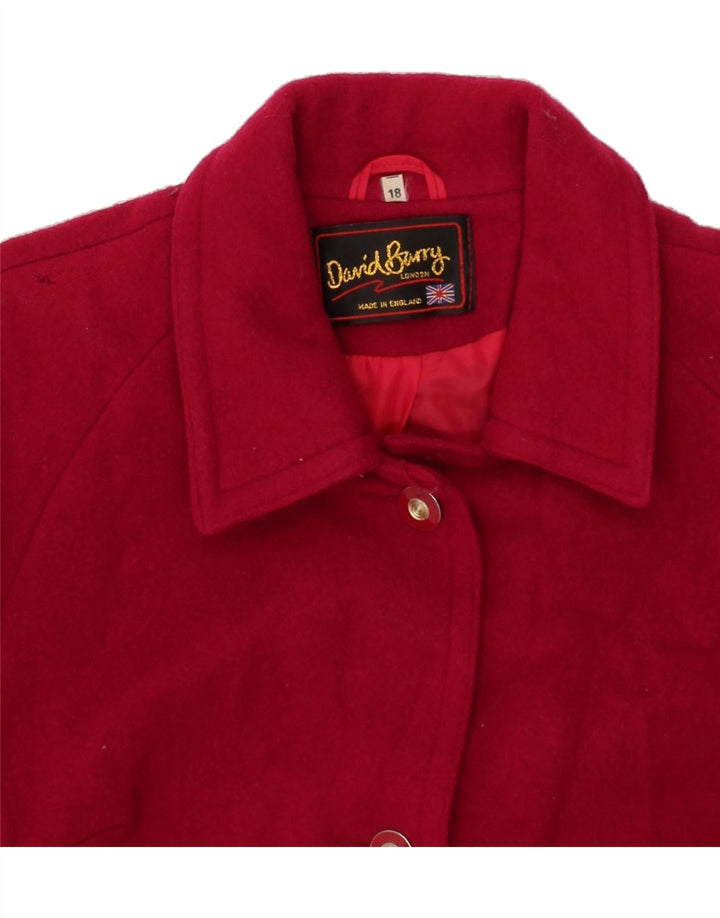 VINTAGE Womens Overcoat UK 18 XL Red Wool Vintage Vintage and Second-Hand Vintage from Messina Hembry 