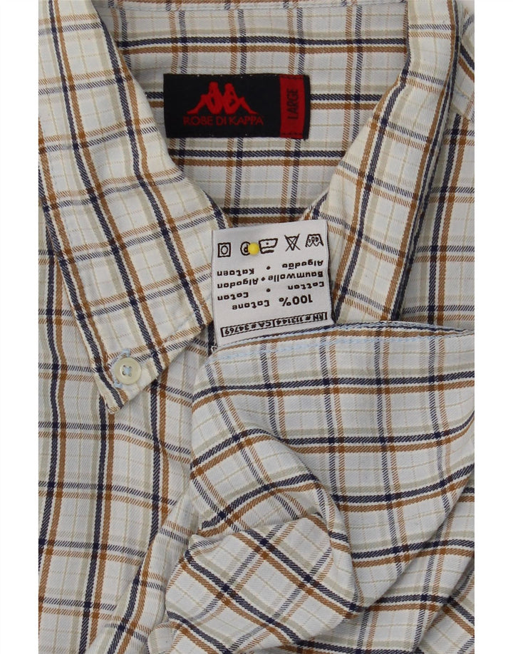 KAPPA Mens Shirt Large Grey Check Cotton Vintage Kappa and Second-Hand Kappa from Messina Hembry 