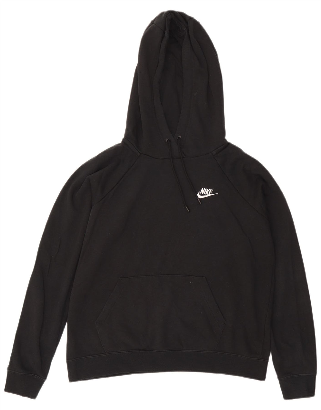 Nike Dame Oversized Hoodie Jumper UK 14 Medium Sort Bomuld