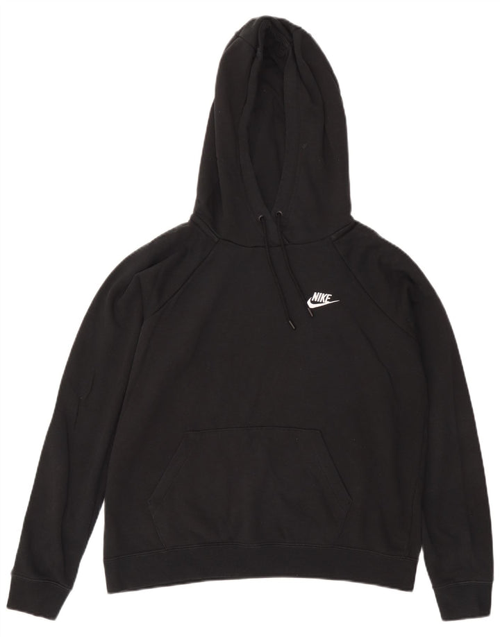 Nike Dame Oversized Hoodie Jumper UK 14 Medium Sort Bomuld