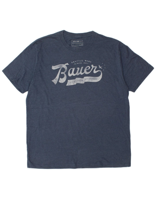 EDDIE BAUER Herre Grafisk T-Shirt Top Stor Blå Bomuld