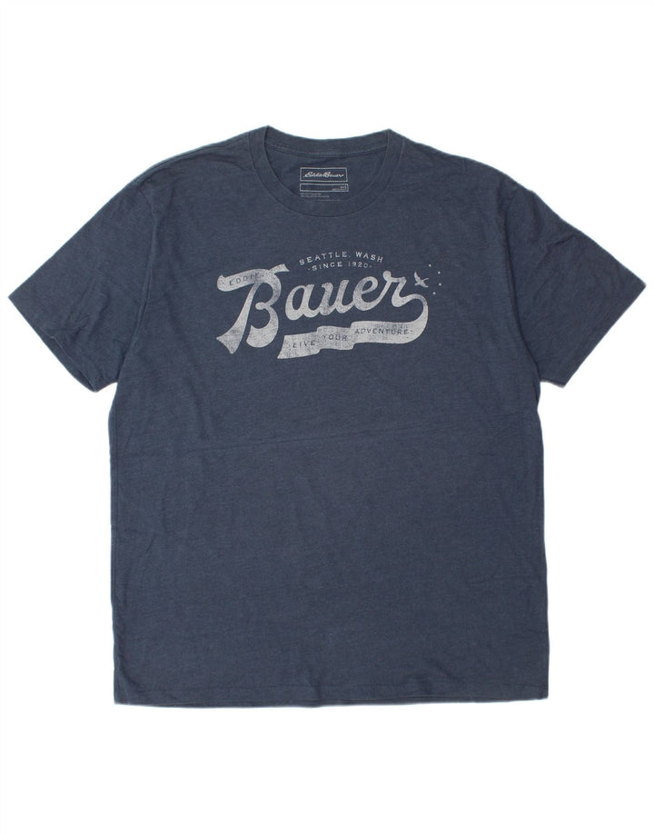 EDDIE BAUER Herre Grafisk T-Shirt Top Stor Blå Bomuld