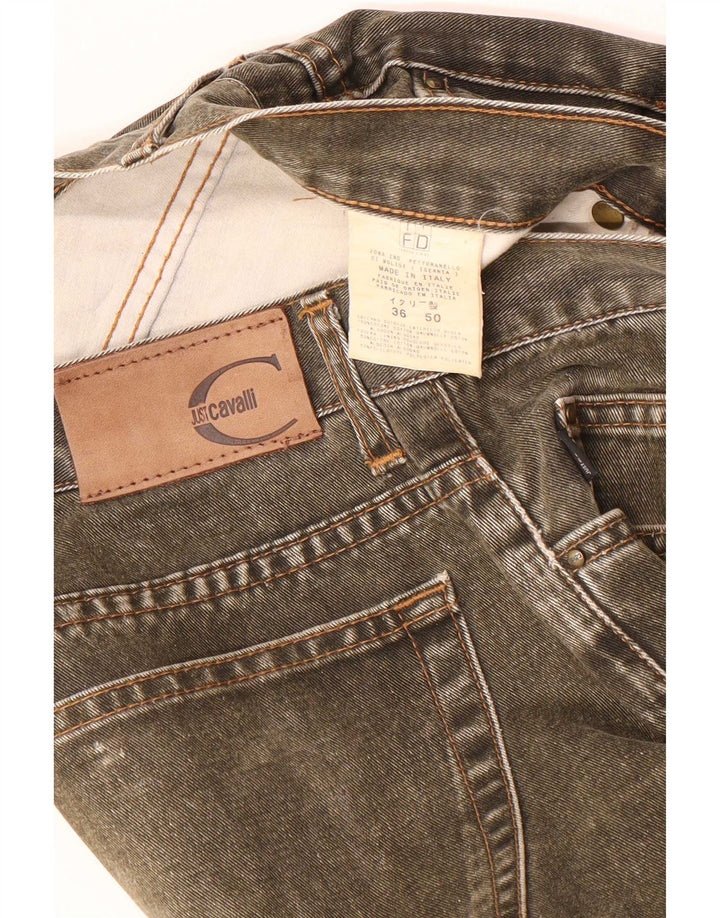 Just Cavalli Dame Straight Jeans W30 L30 Khaki Bomuld