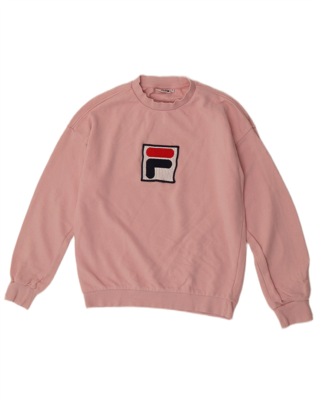 Fila Dame Grafisk Sweatshirt Jumper UK 14 Medium Pink Bomuld