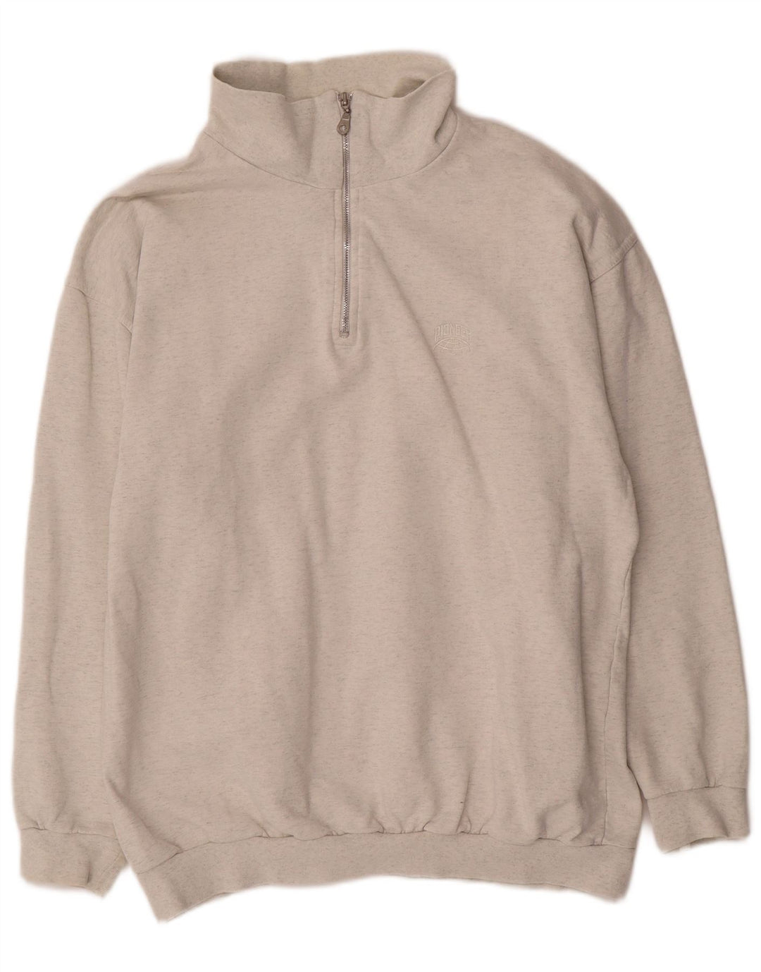 Pioneer Sweatshirt med lynlås til mænd, stor grå flækket bomuld