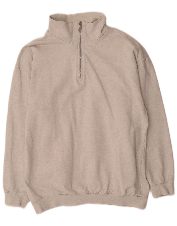Pioneer Sweatshirt med lynlås til mænd, stor grå flækket bomuld