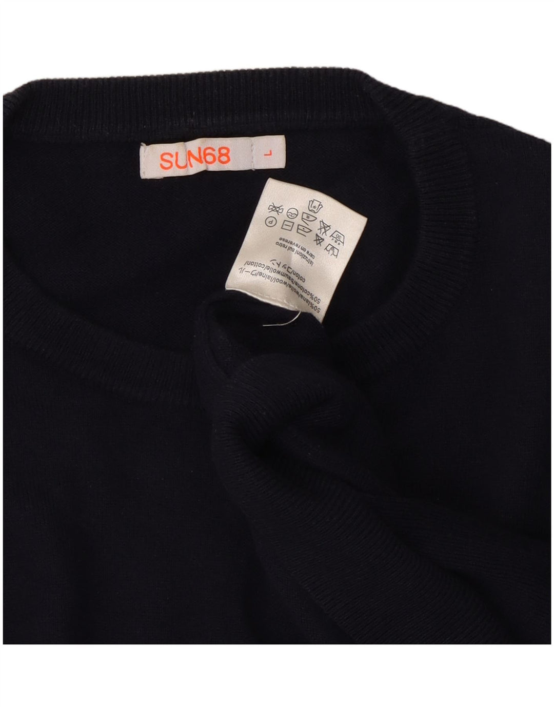 Sun68 Herre Crew Neck Jumper Sweater Large Navy Blue Uld