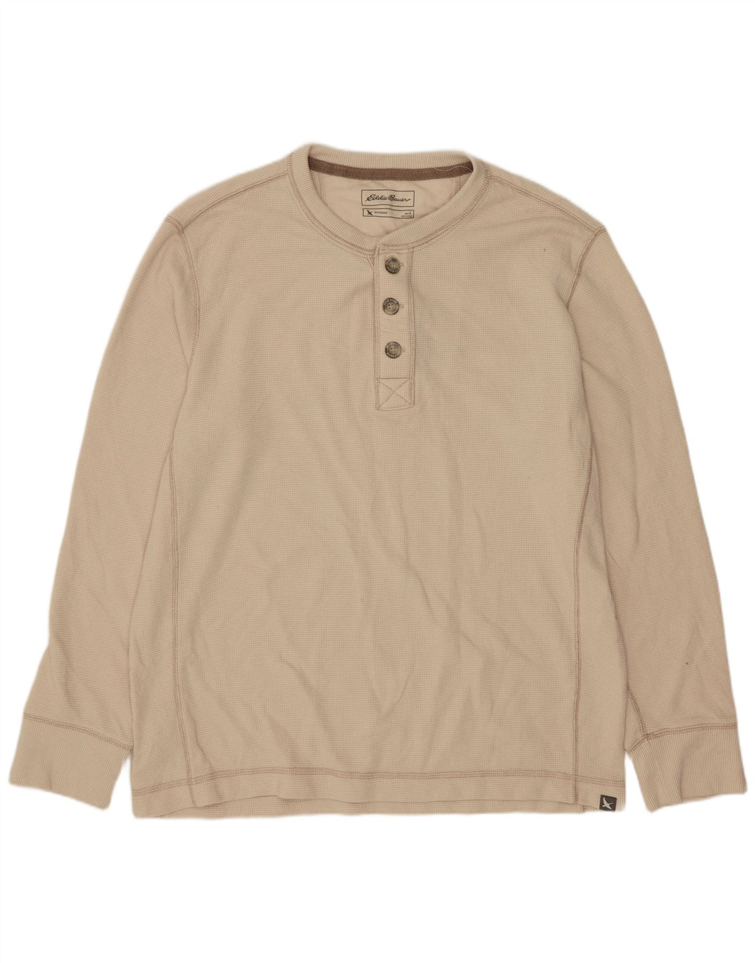 Eddie Bauer Herre Top Langærmet Stor Beige Bomuld