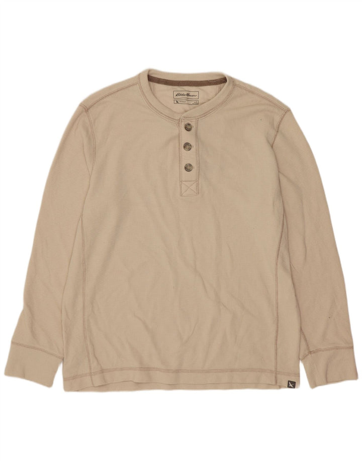 Eddie Bauer Herre Top Langærmet Stor Beige Bomuld