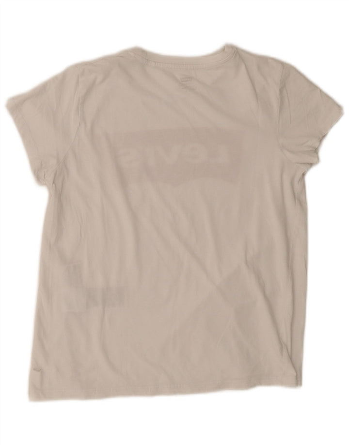 Levi's Grafisk T-shirt top til kvinder UK 12 Medium hvid bomuld