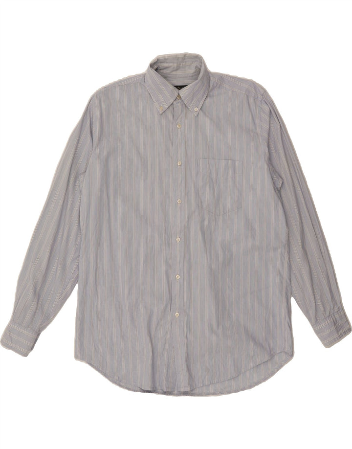 DACK'S Mens Classic Fit Custom Fit Shirt Medium Blue Striped Vintage Dack's and Second-Hand Dack's from Messina Hembry 