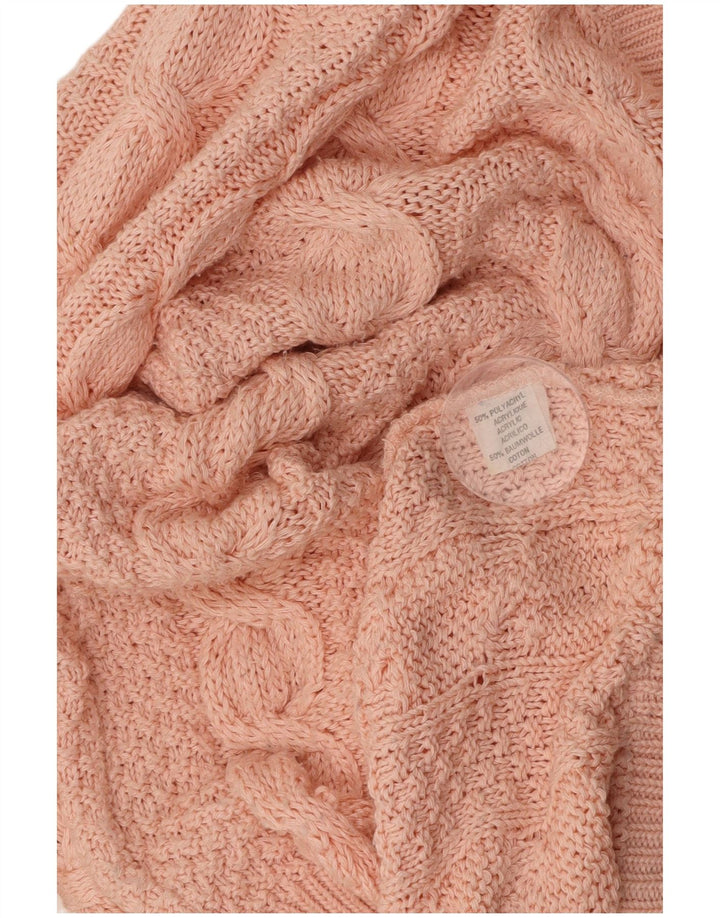 VINTAGE Dame V-hals sweater UK 16 Stor Pink Akryl