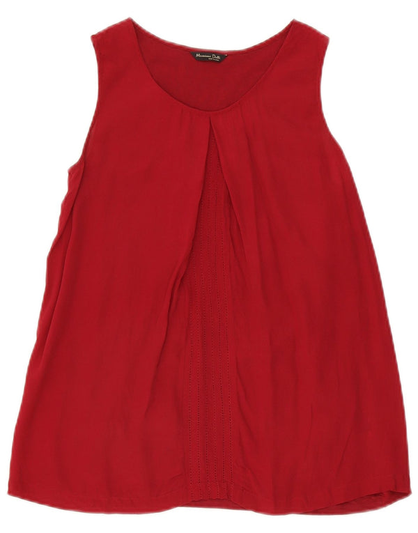 Massimo Dutti Dame ærmeløs bluse Top UK 10 Lille Rød