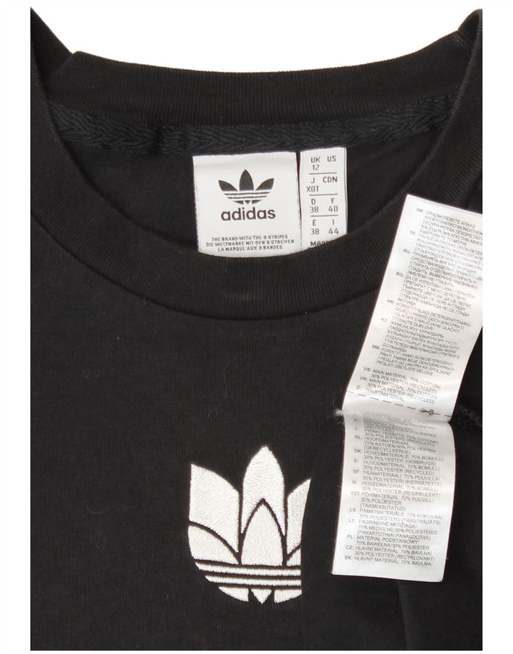 Adidas Dame T-Shirt Top UK 12 Medium Sort Bomuld