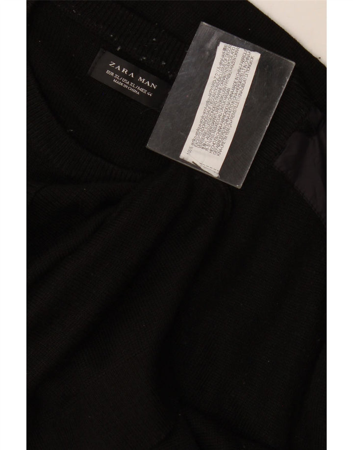 Zara Herre Crew Neck Jumper Sweater XL Sort Akryl