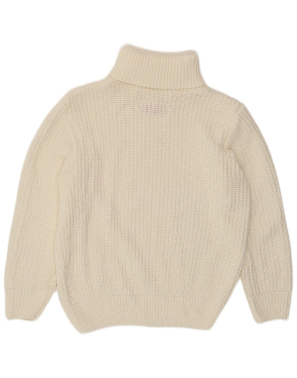 Vintage Dame Roll Neck Jumper Sweater UK 14 Large White Viscose