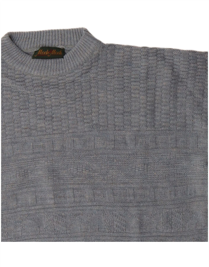 Vintage herre sweater med rund hals XL grå