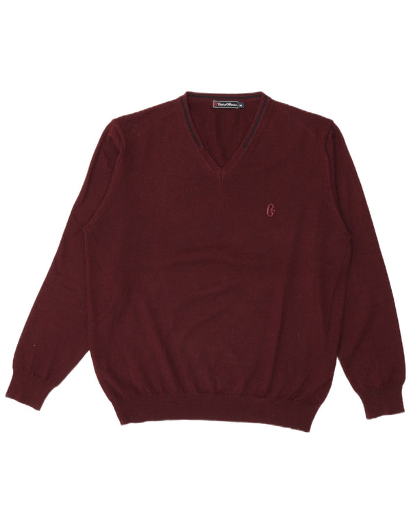 Conte of Florence Herre V-hals sweater XL Bourgogne uld