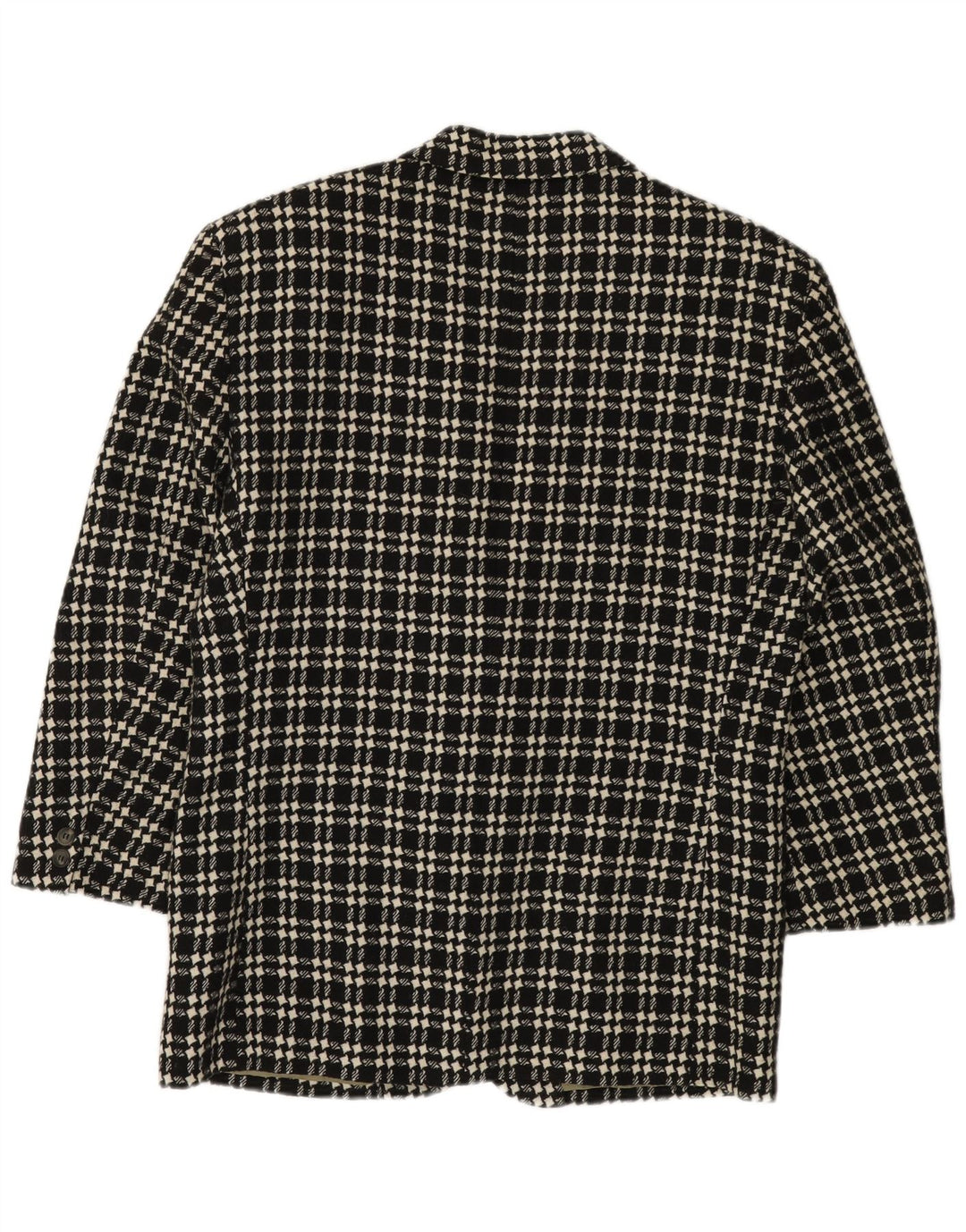 VINTAGE Herre 3-knaps blazerjakke IT 48 Medium Sort Houndstooth Uld