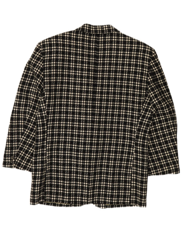 VINTAGE Herre 3-knaps blazerjakke IT 48 Medium Sort Houndstooth Uld