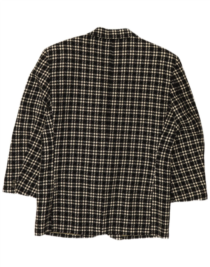 VINTAGE Herre 3-knaps blazerjakke IT 48 Medium Sort Houndstooth Uld
