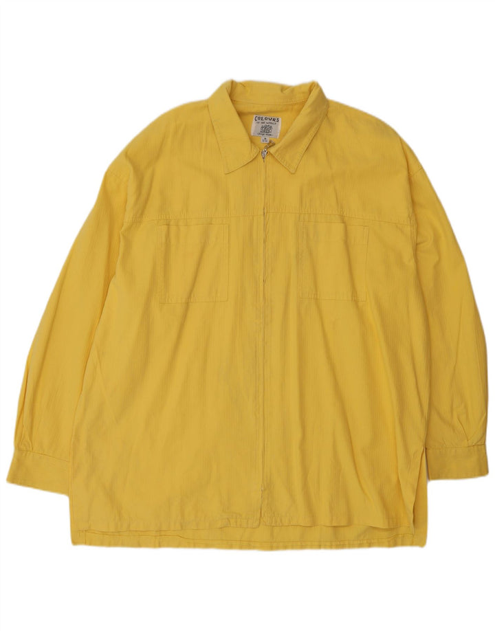 Vintage herre skjorte med lynlås størrelse 38/40 Medium gul bomuld
