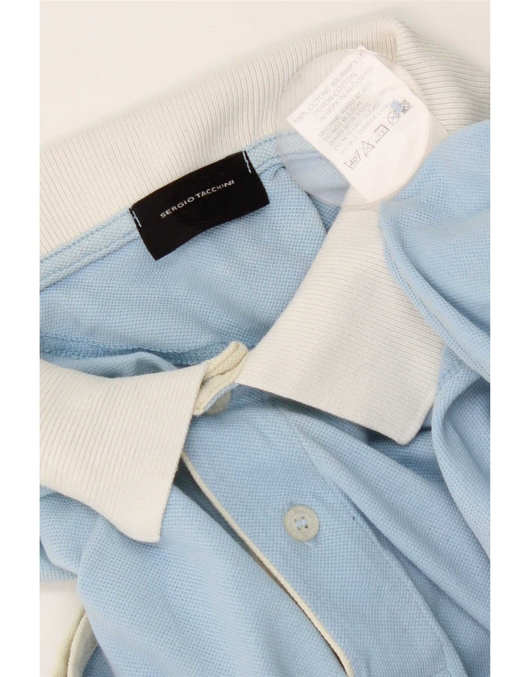 Sergio Tacchini Herre poloshirt IT 48 Medium Blue Colourblock Bomuld