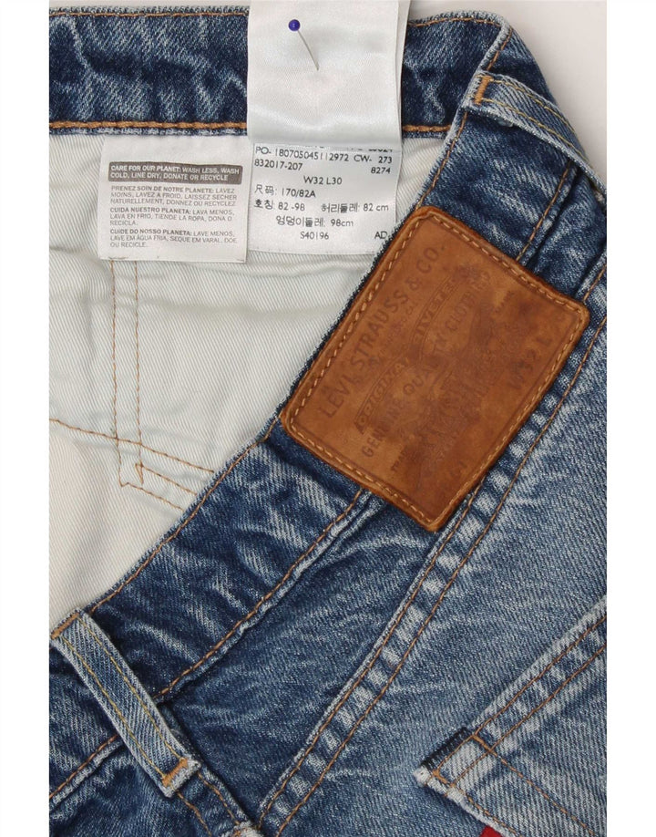 Levi's Men Distressed Straight Jeans W32 L30 Blue Cotton