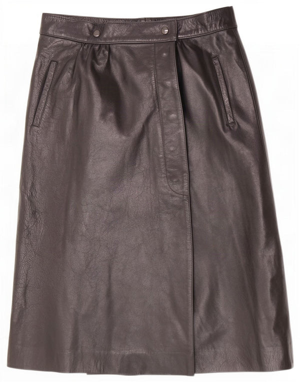 Vintage kvinders wrap læder nederdel W28 Medium Black