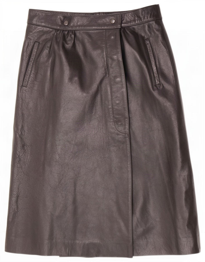 Vintage kvinders wrap læder nederdel W28 Medium Black