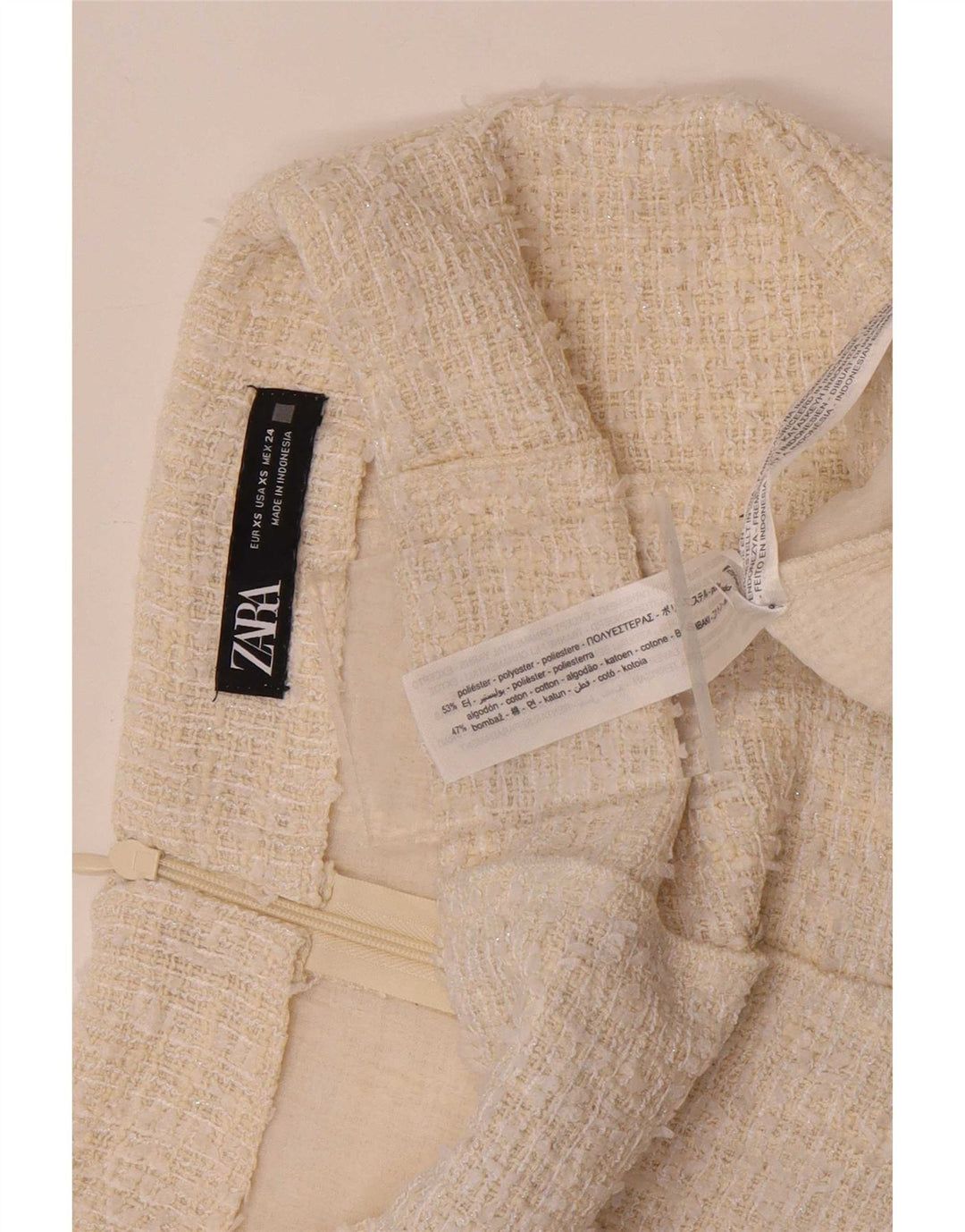 Zara Mini-nederdel til kvinder XS W24 Off White Polyester