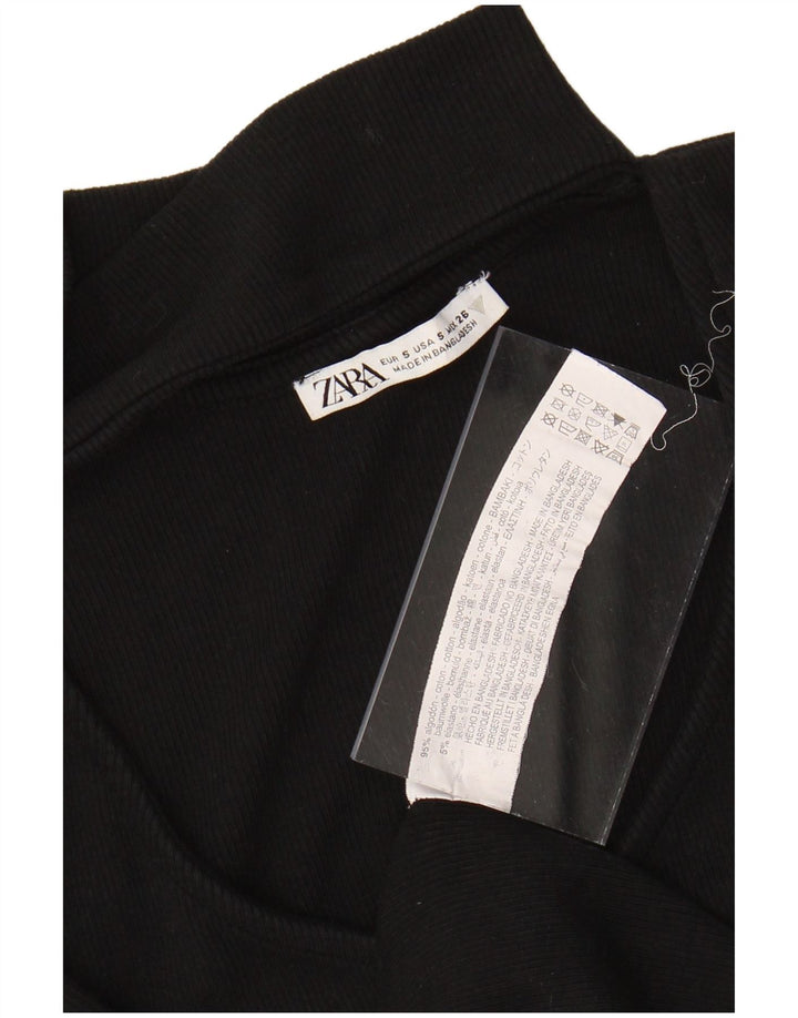 ZARA Langærmet Bodycon-kjole til kvinder UK 8 Lille sort bomuld