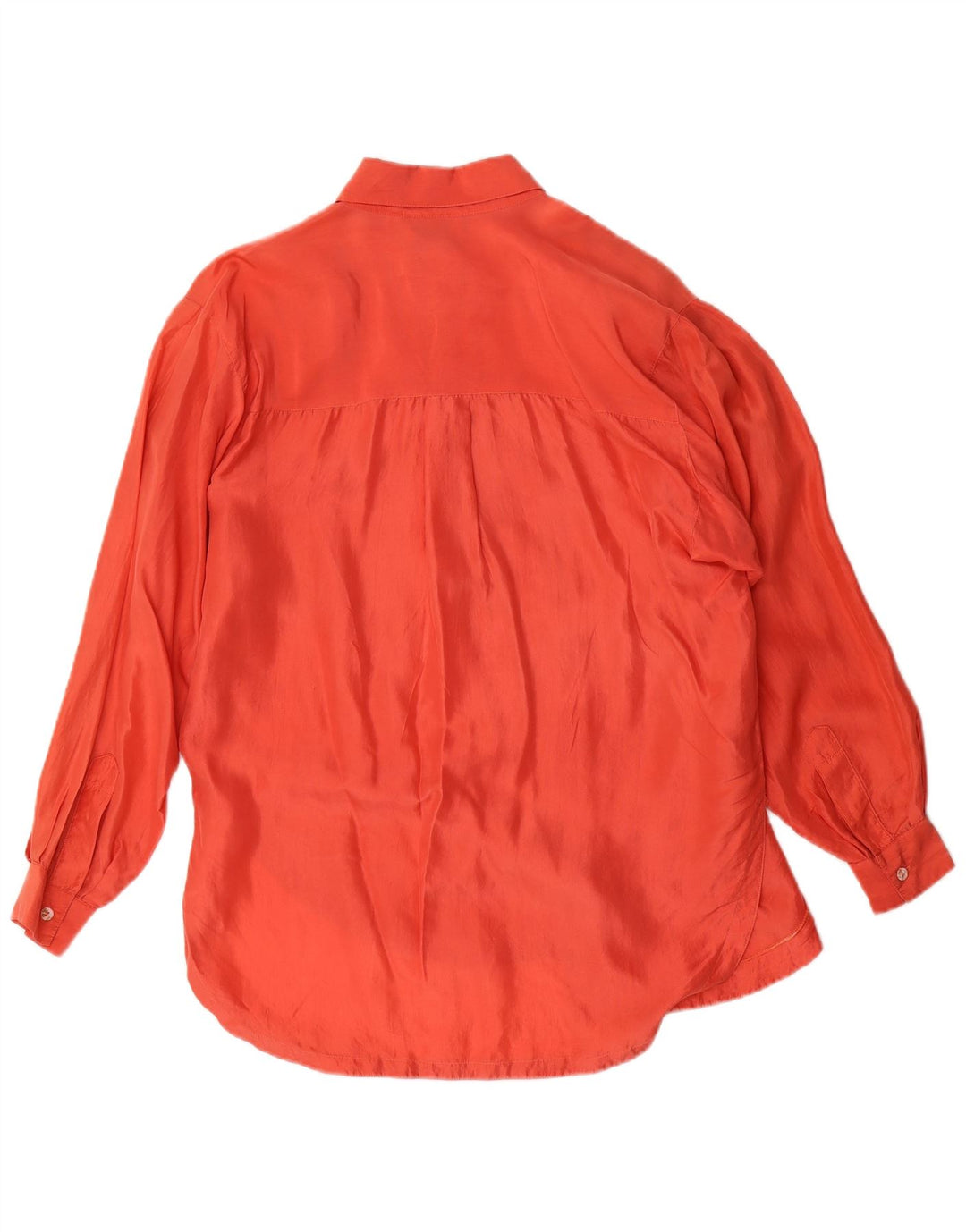 Vintage dameskjorte bluse UK 14 Medium Orange Silke