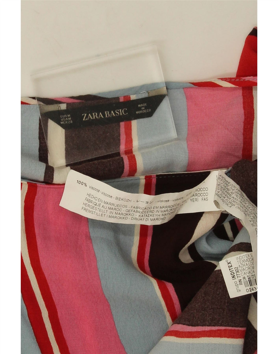 Zara Womens Crop Langærmet Bluse Top UK 14 Medium Flerfarvet Stribet