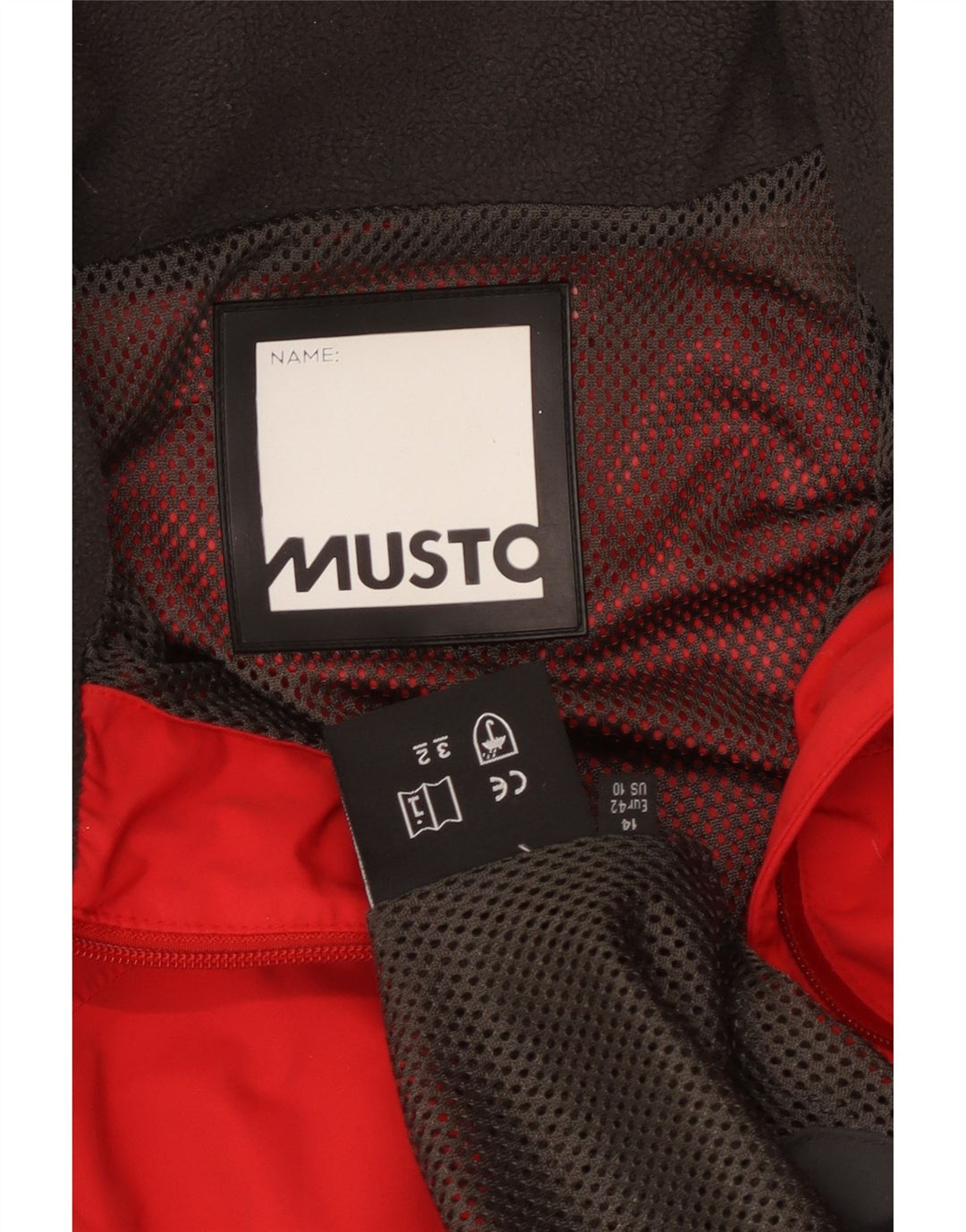 Musto Kvinders Grafiske Hættetrøje Regnjakke UK 14 Large Rød Colourblock
