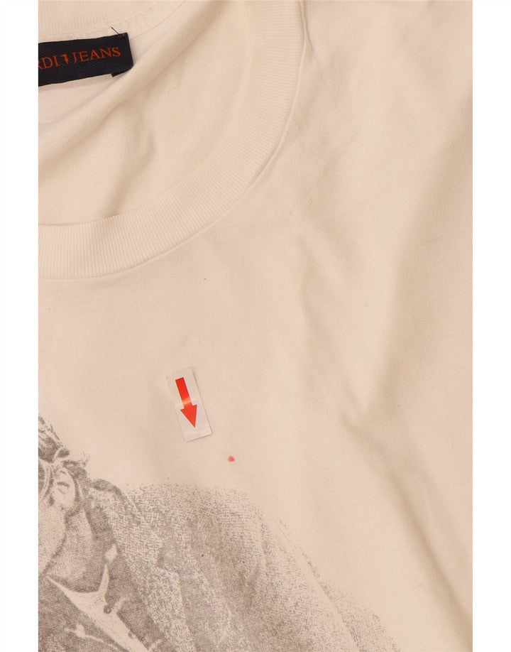 Trussardi Jeans Herre Grafisk T-Shirt Top Stor Hvid