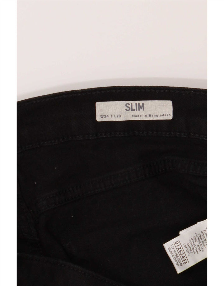 Marks & Spencer Herre Slim Jeans W34 L29 Sort Bomuld