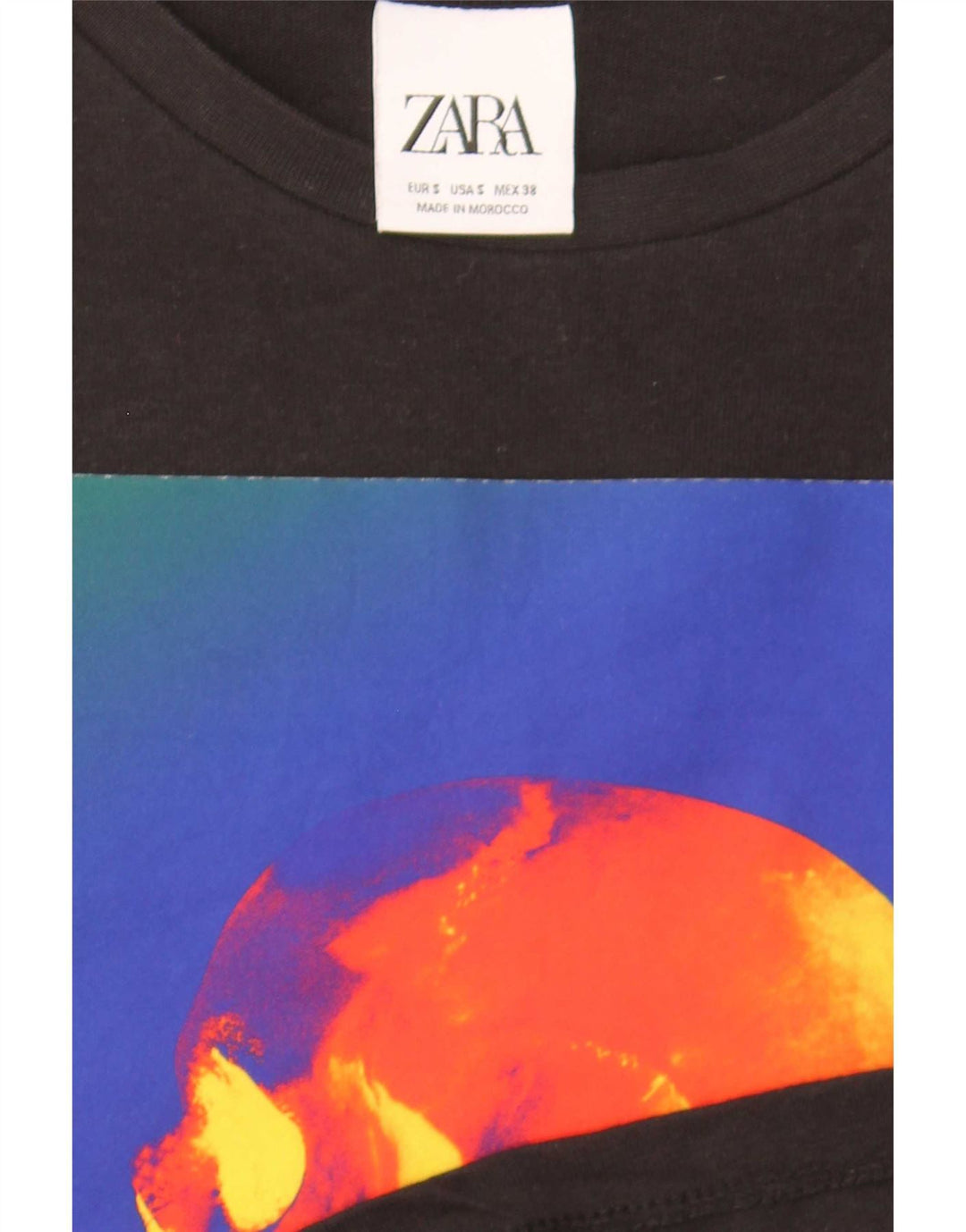 Zara Herre Grafisk T-Shirt Top Lille Sort