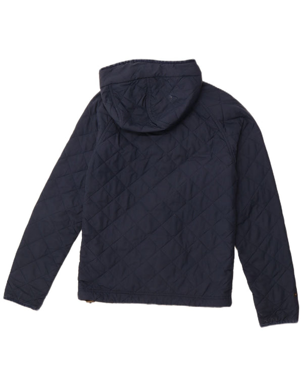 JACK WILLS Herre hættejakke quiltet UK 34 XS Navy Blue Polyester