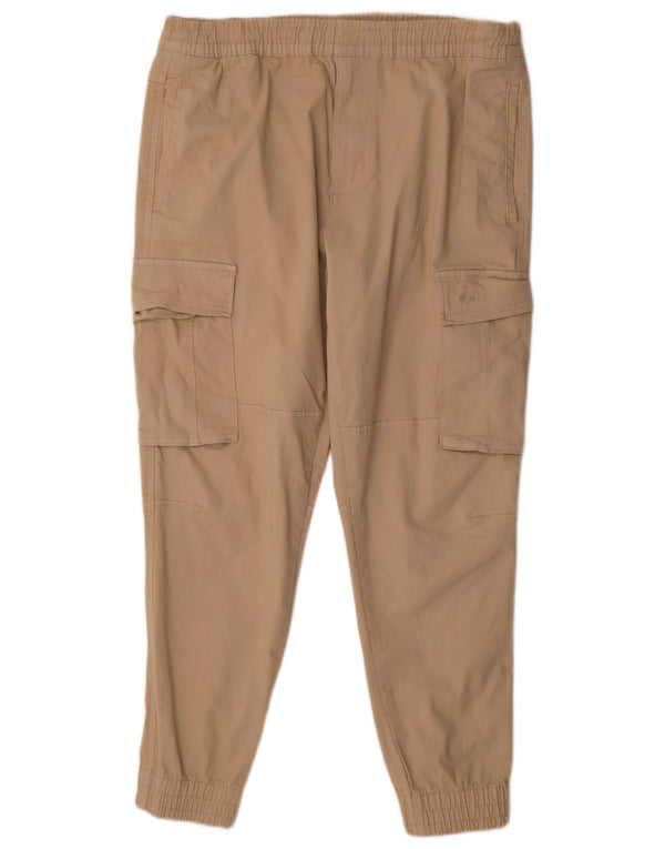Zara Herre Joggers Cargo Bukser EU 44 Large W34 L29 Beige Bomuld