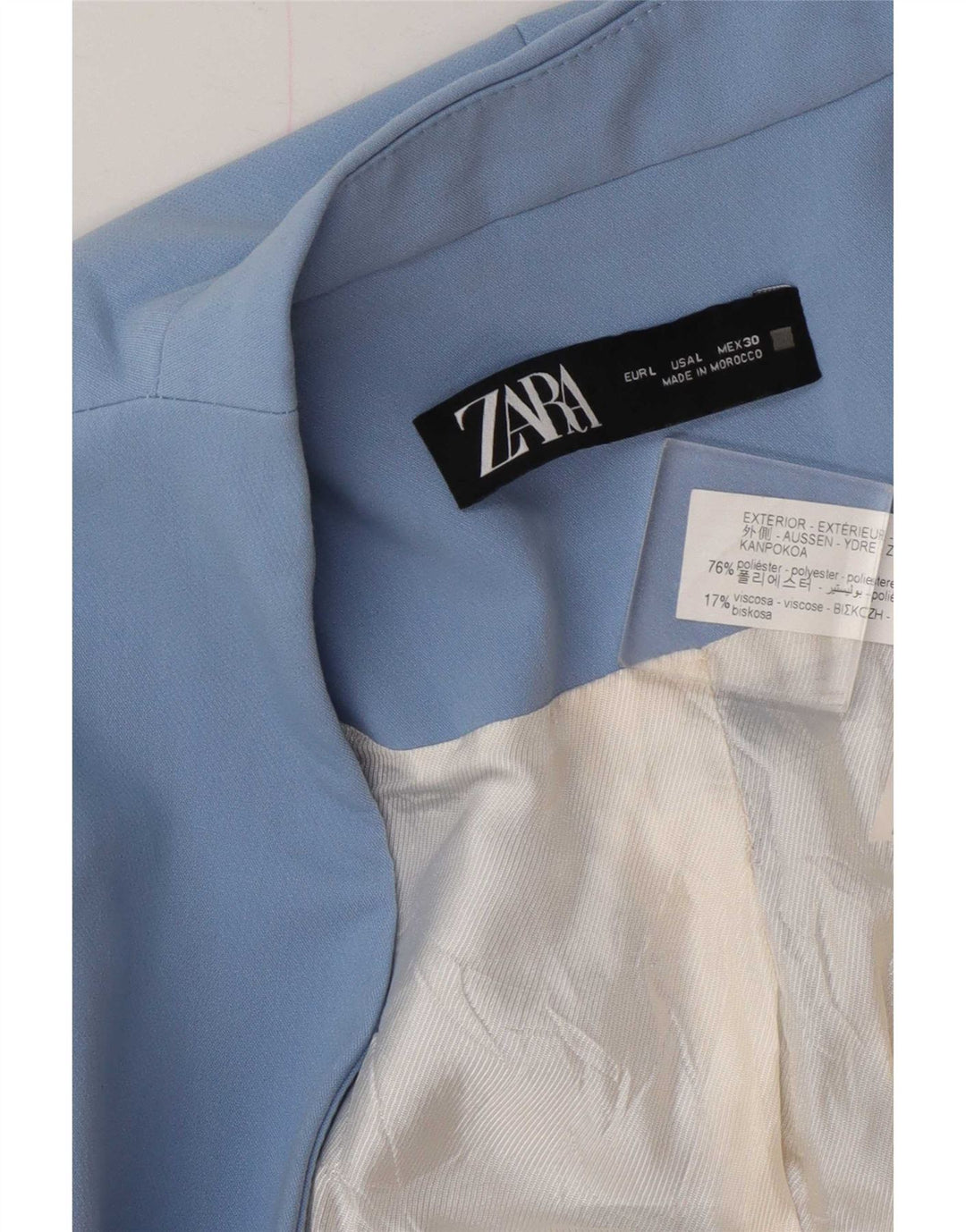 Zara Dame Blazer Jacket UK 16 Stor Blå Polyester