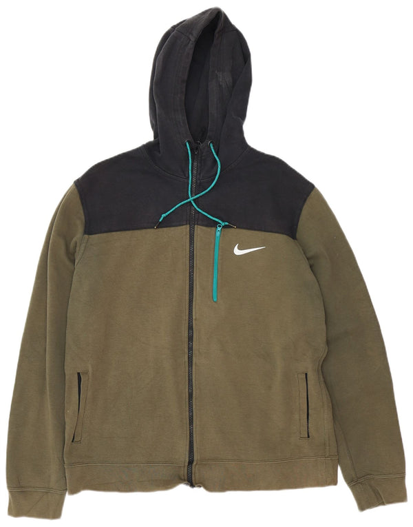 Nike Hættetrøje med lynlås til mænd Stor Khaki Colourblock Bomuld