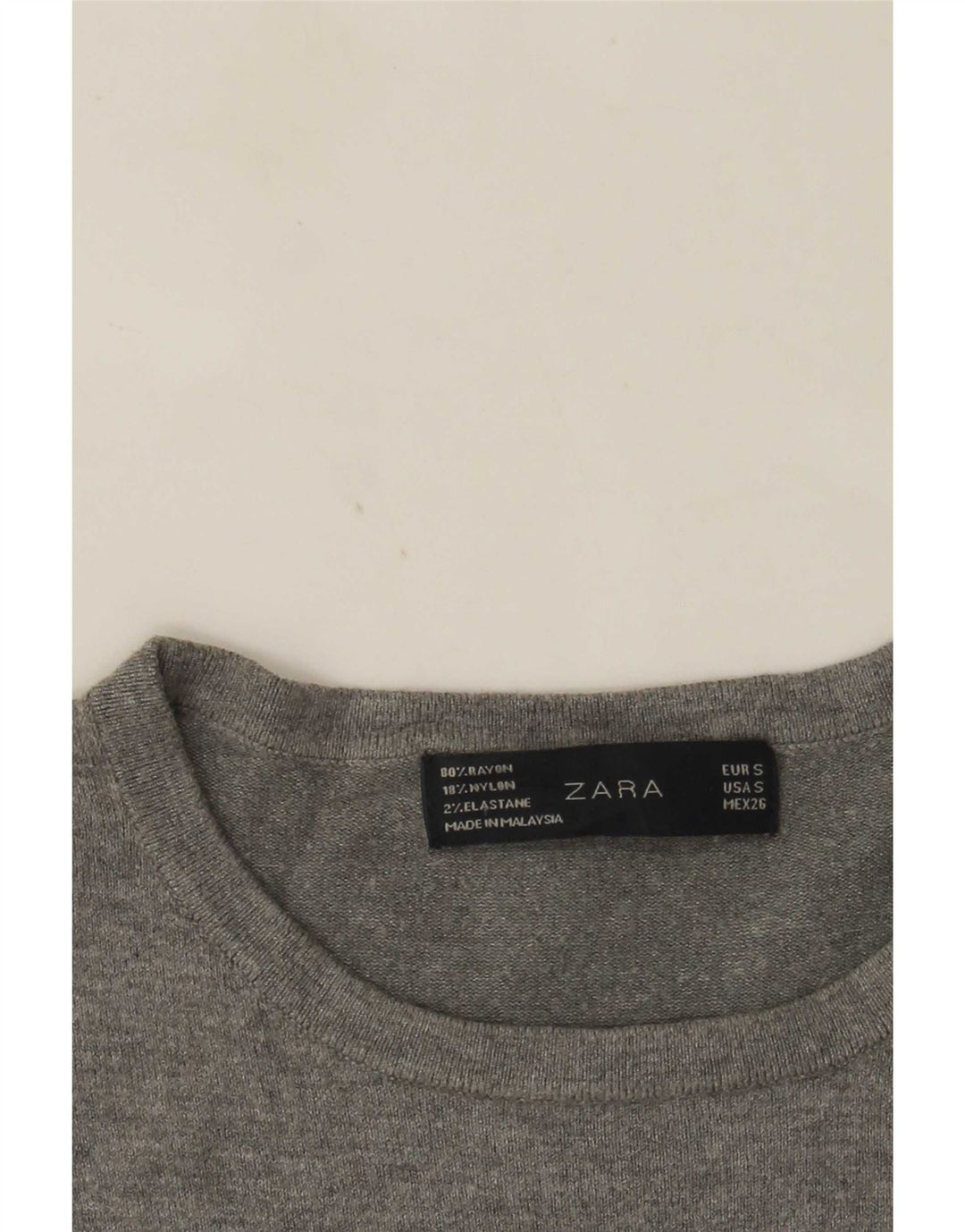 Zara Dame Vest Tank Top UK 8 Small Grey Rayon