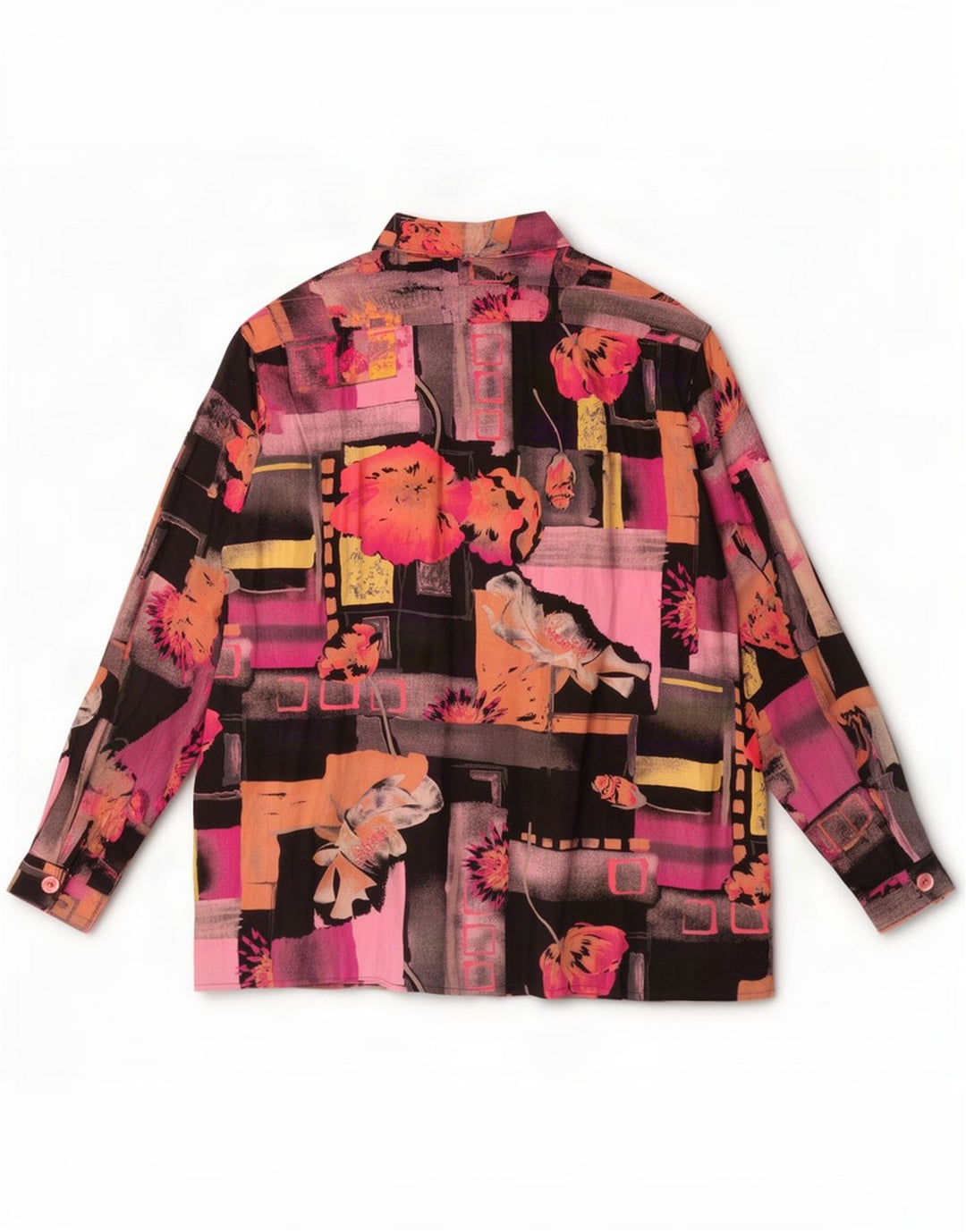 Vintage dameskjortebluse UK 18 XL Flerfarvet patchwork