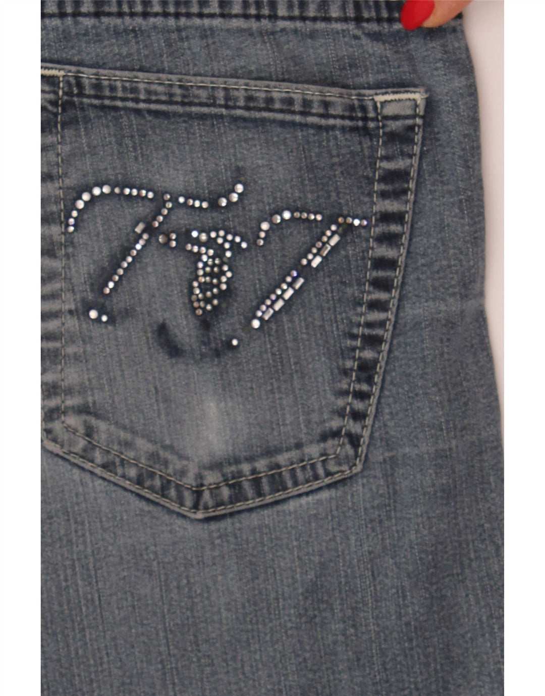 TRUSSARDI Womens Straight Jeans W24 L32 Blue Cotton Vintage Trussardi and Second-Hand Trussardi from Messina Hembry 