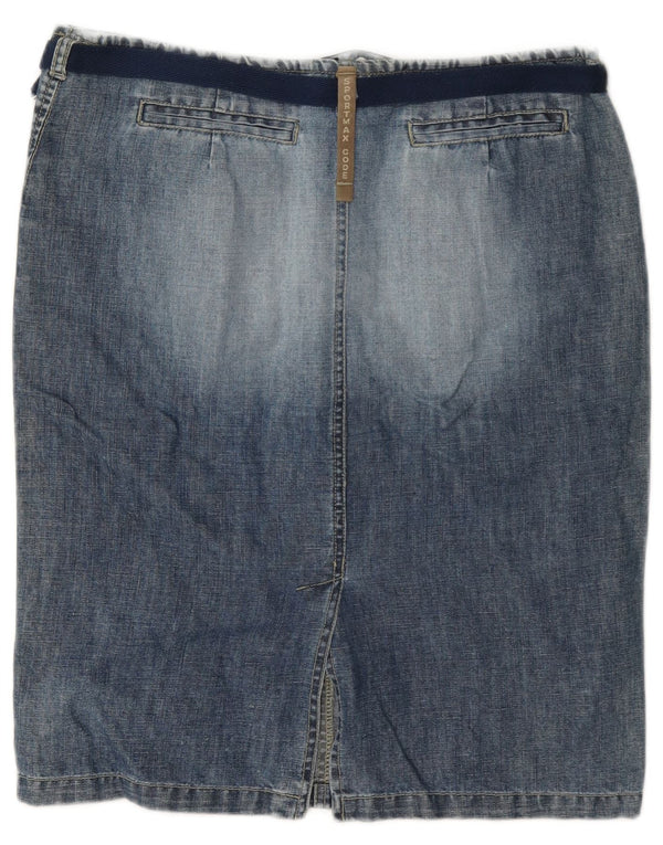 Sportmax Dame Denim Nederdel UK 8 Small W27 Blue Cotton
